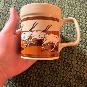 VTG 70s Ceramic Antelope Thick Coffee Mug. Made in Japan.